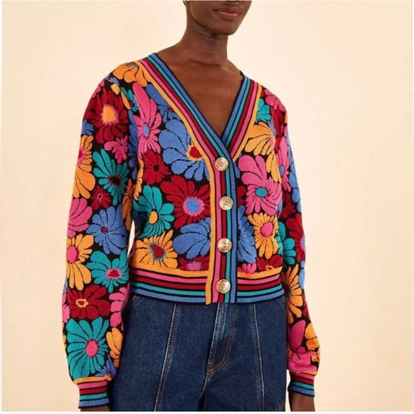 FARM Rio Sweaters - Farm Rio Daisy Cardigan